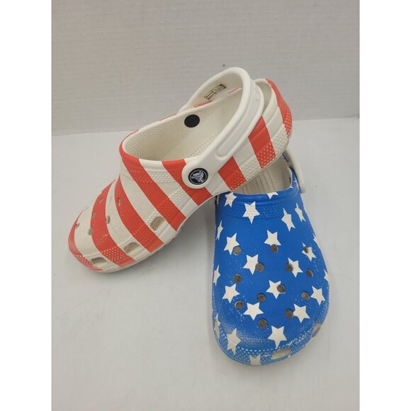 Crocs Classic American Flag Clogs Size Mens 5 Womens 7 USA Patriotic Shoes - Picture 2 of 11